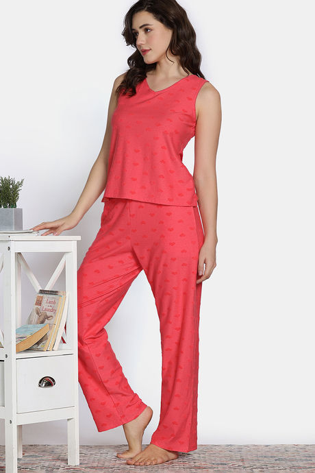 Zivame 2 Mile Fashion Knit Cotton Pyjama Set - Rose of Sharon — image 4